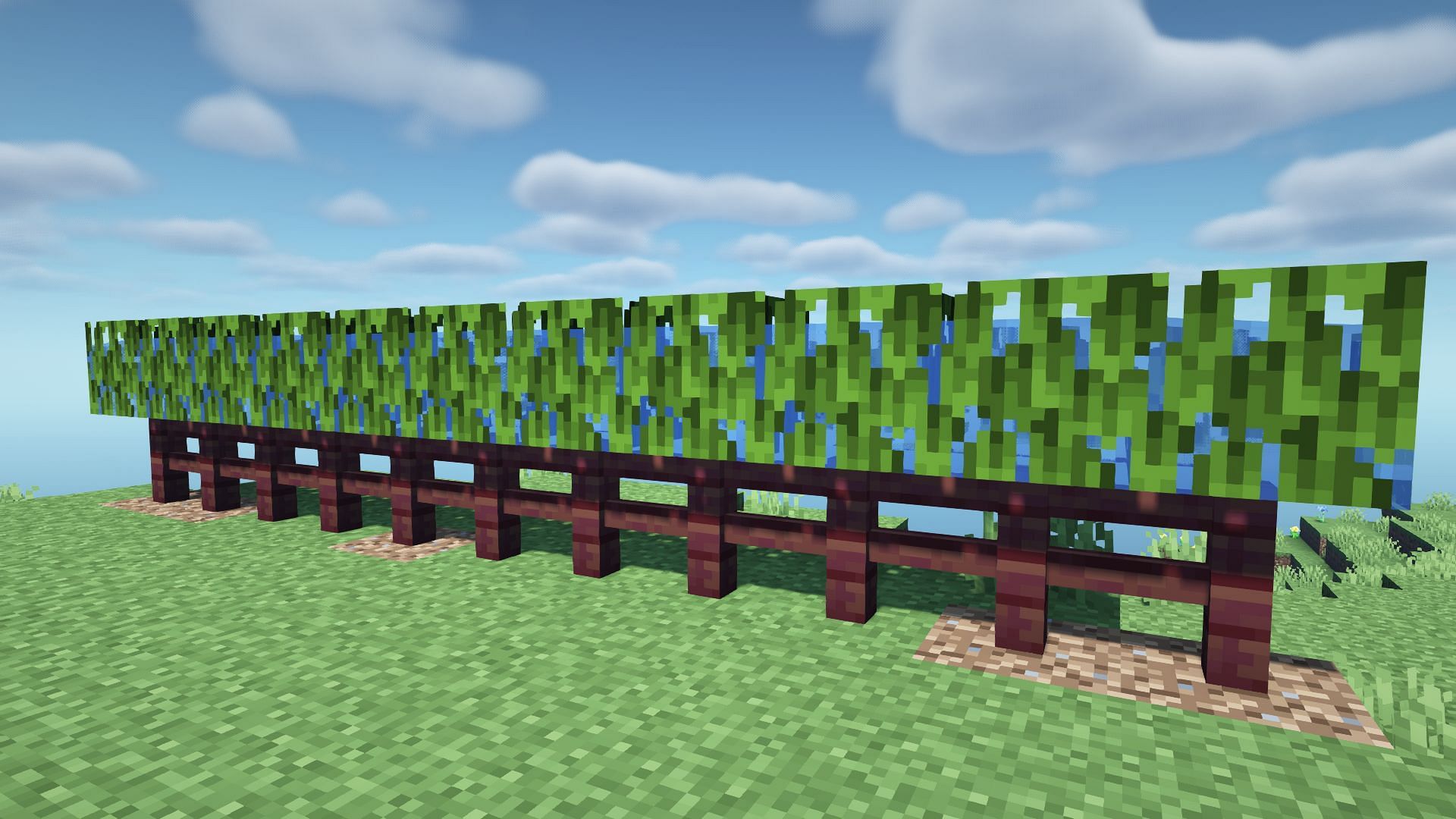 Mangrove leaves waterlogged and used as fence (Image via Minecraft 1.19 update/Mojang)