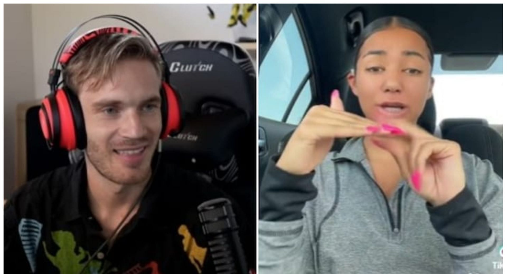 Netizens slam PewDiePie for mocking deaf TikToker Scarlett May in his YouTube video (Image via YouTube/PewDiePie and TikTok/ Scarlett May)