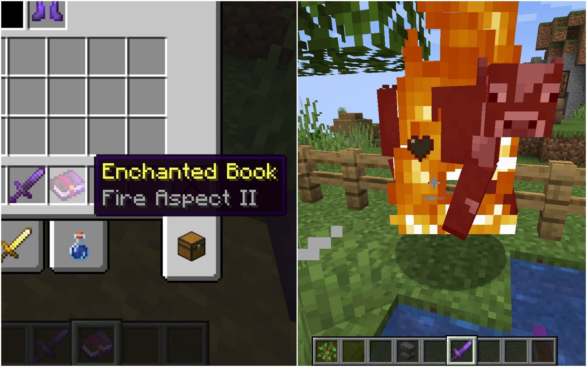 Fire aspect enchantment can set any opponent on fire (Image via Minecraft 1.19 update)