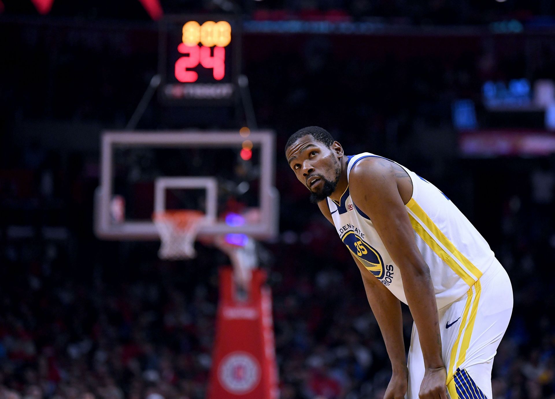 Kevin Durant during a playoff game with the Golden State Warriors