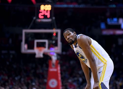 Kevin Durant during a playoff game with the Golden State Warriors