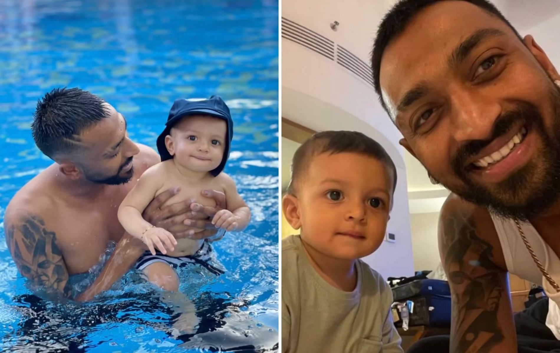 Krunal Pandya with his nephew Agastya. (Pics: Instagram)
