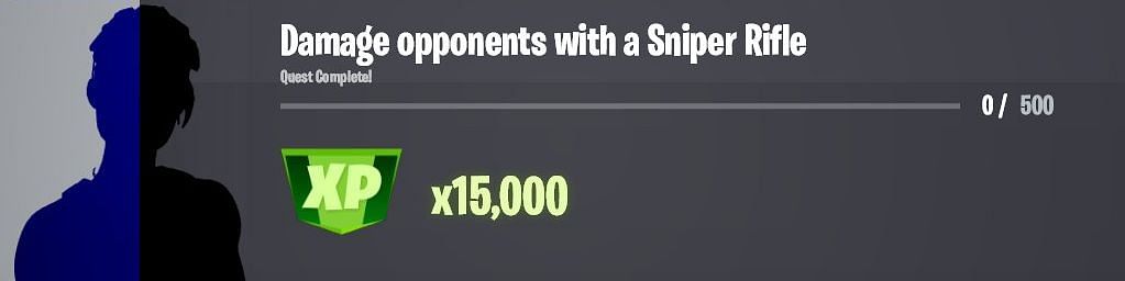 Deal 500 damage using snipers to earn 15,000 XP in Fortnite (Image via iFireMonkey/Twitter)