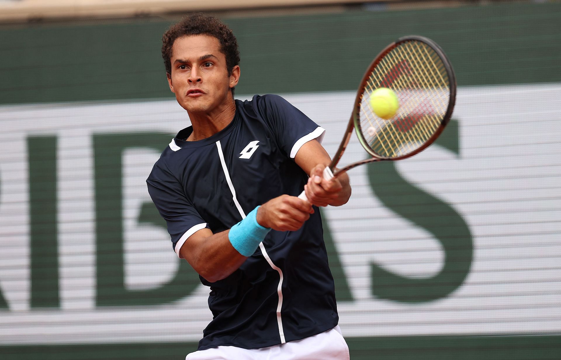 Juan Pablo Varillas in action at the 2022 French Open