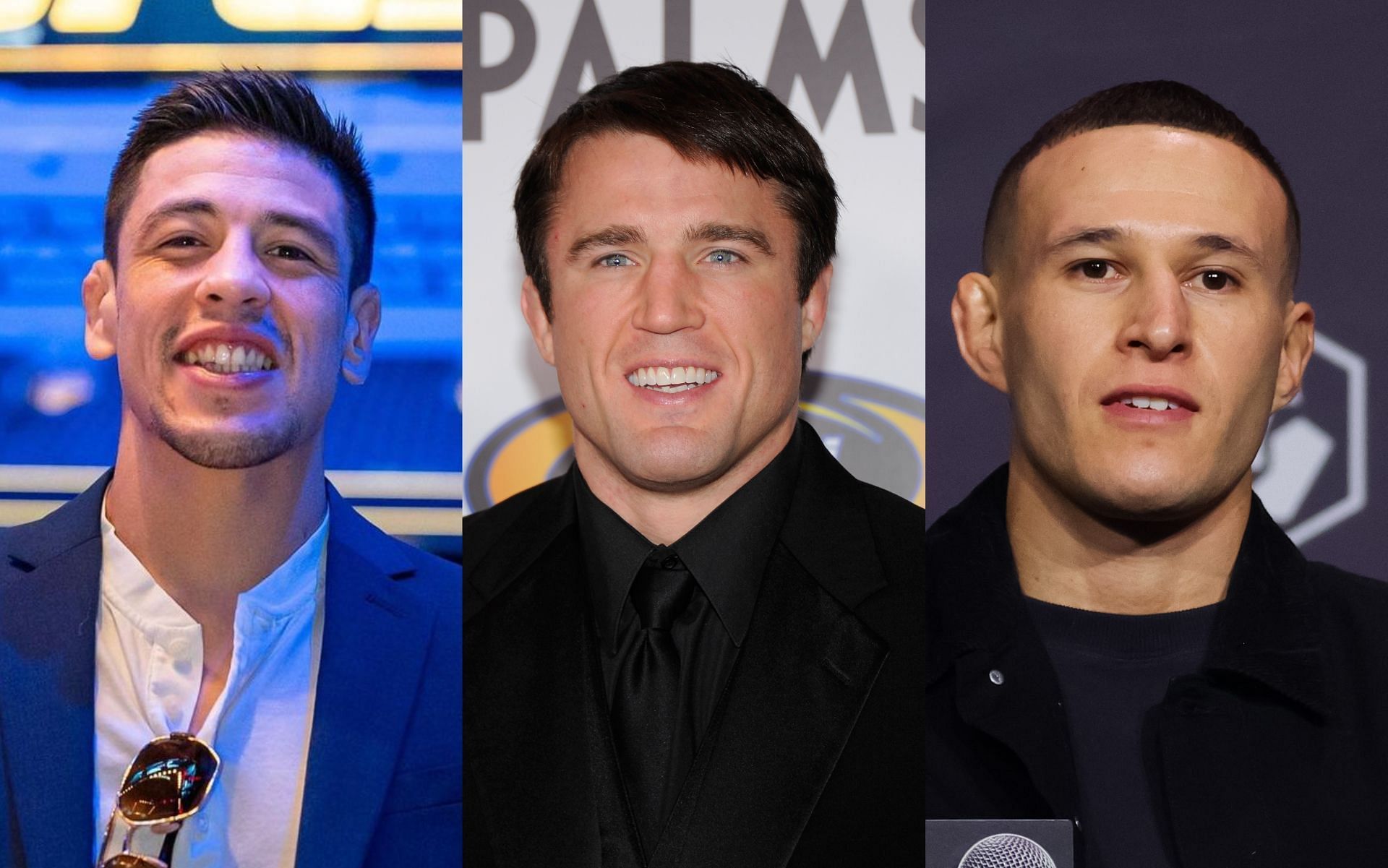 Chael Sonnen (L), Brandon Moreno (M), and Kai Kara-France (R) [ Image credits: Getty Images and @kaikarafrance /Instagram ]