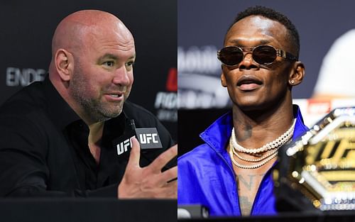 Dana White (L); Israel Adesanya (R)