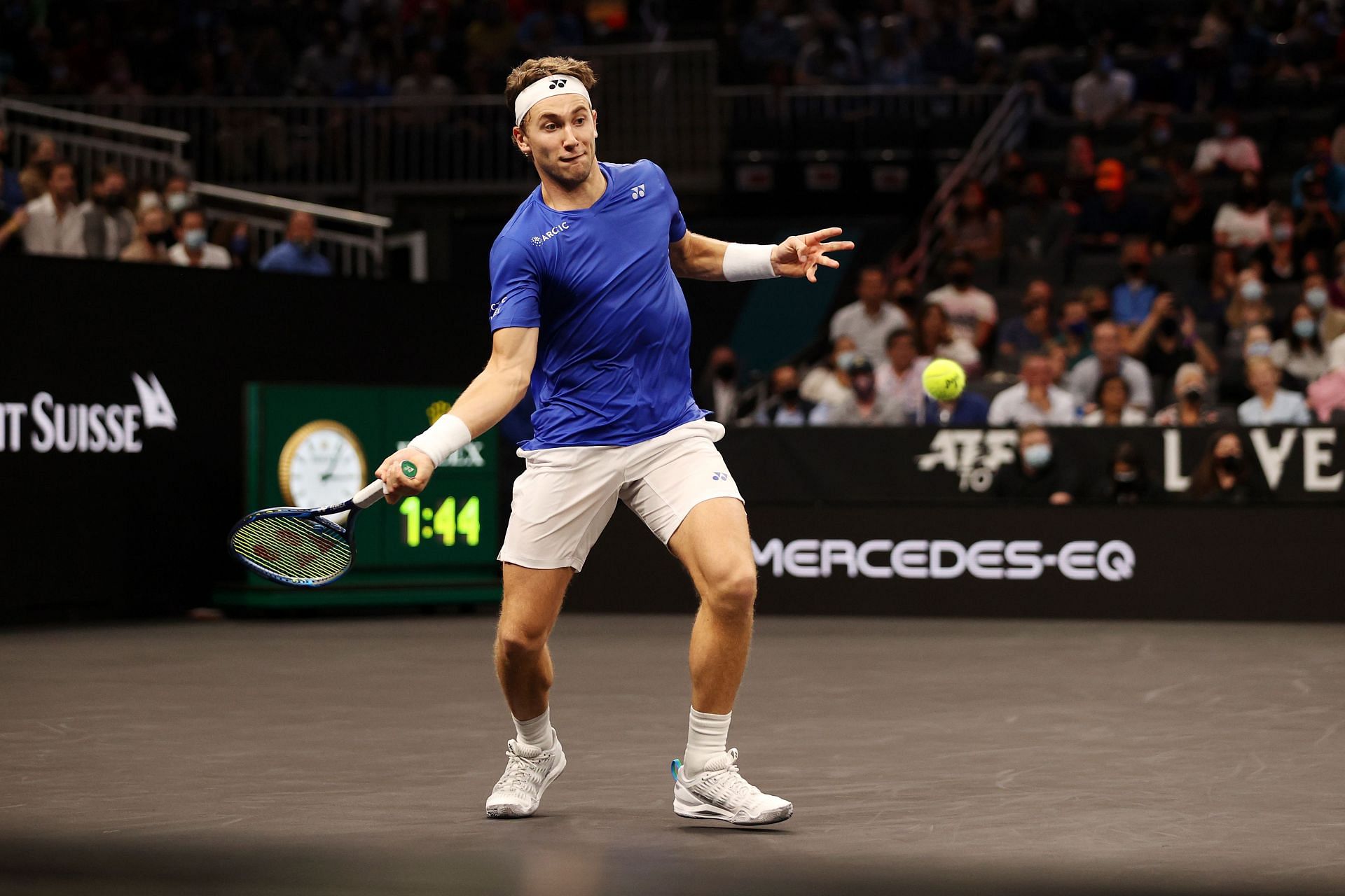 Casper Ruud in action during the 2021 Laver Cup