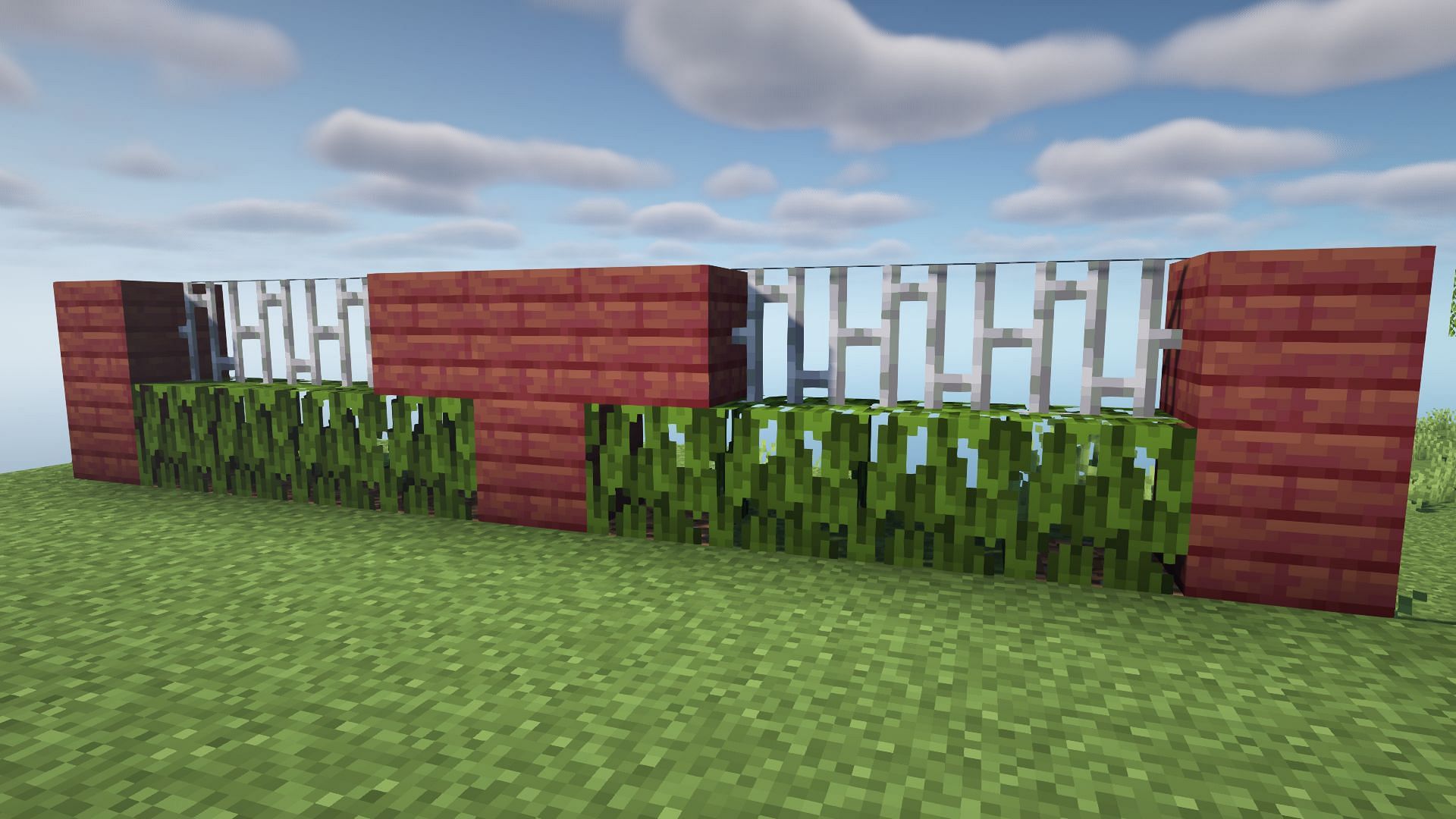 Leaves and iron bar fence (Image via Minecraft 1.19)