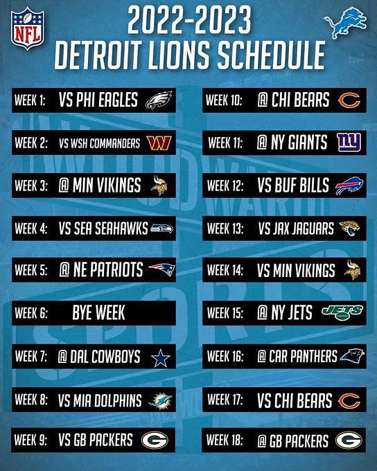 Detroit Lions schedule 2022: Opponents, release date, strength of schedule,  and more