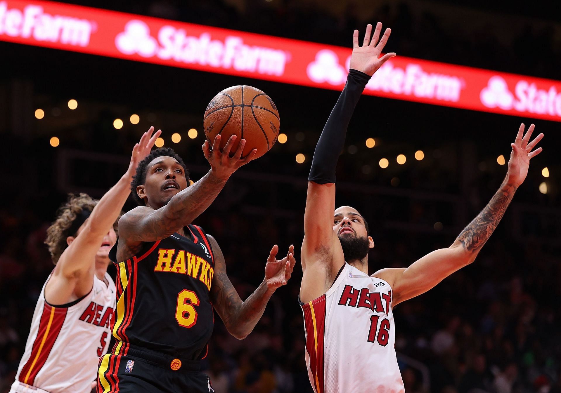 Action from the NBA game between the Miami Heat and the Atlanta Hawks