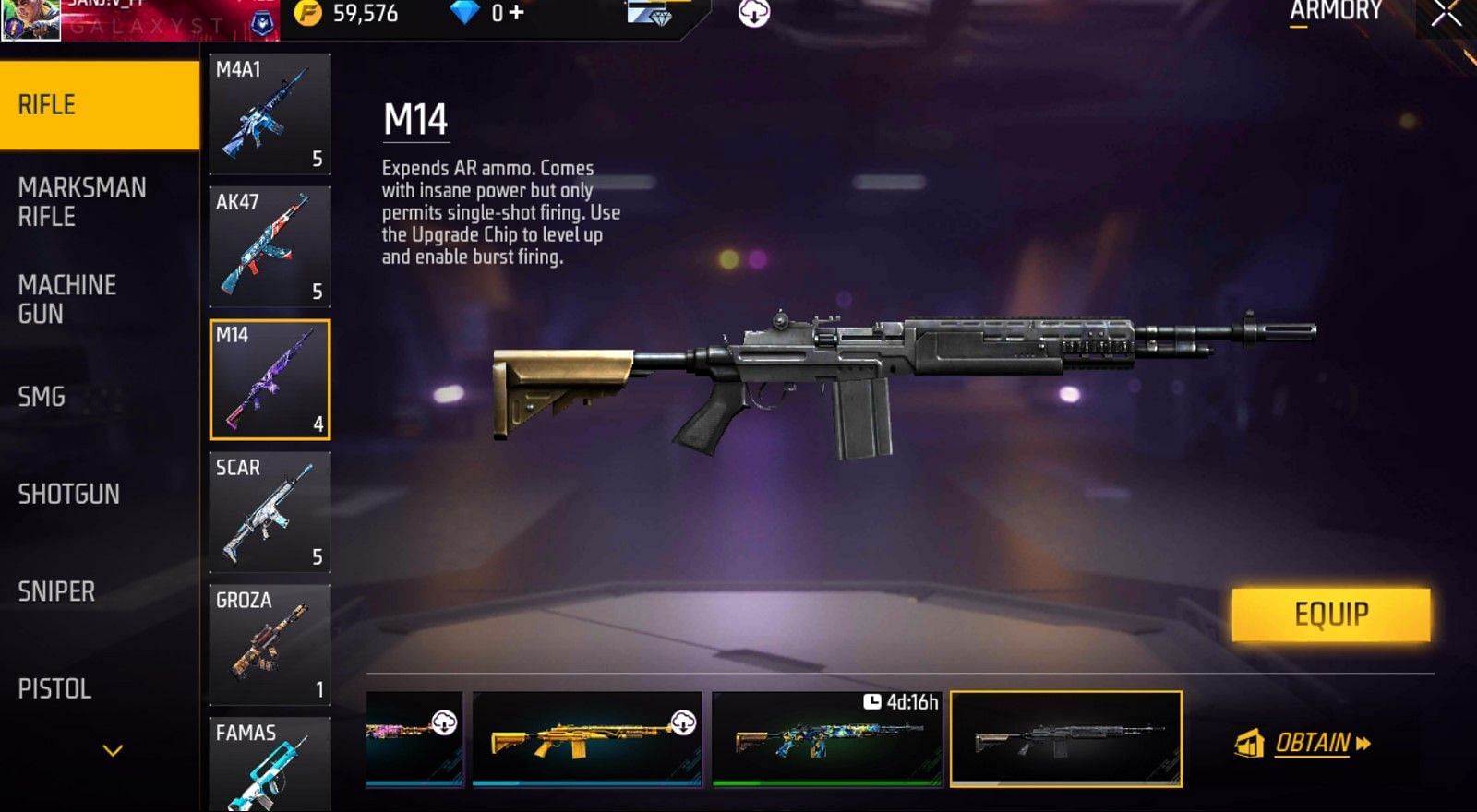 M14 काफी अच्छी चीज़ है (Image via Garena)