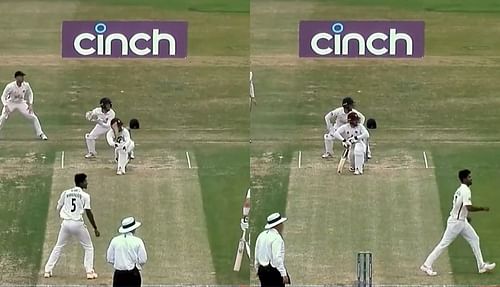 Washington Sundar dismissed Lewis McManus to complete a five-fer on county debut. Pics: Lancashire Cricket/ Twitter