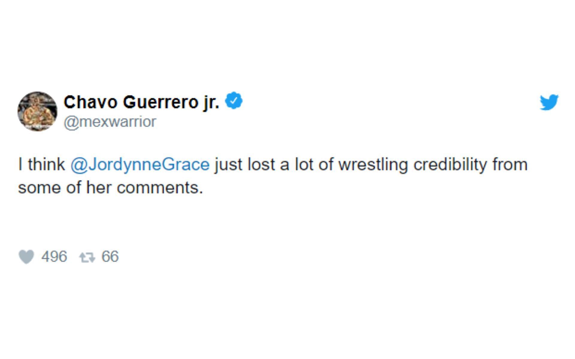Chavo Guerrero had deleted the tweet responing to Jordynne Grace's comments