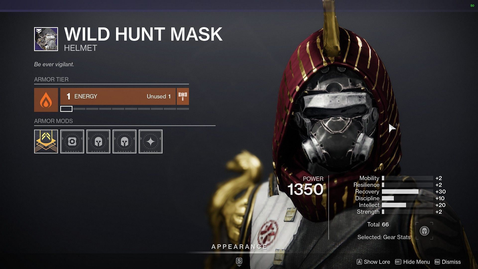 Wild Hunt Mask for Hunters from Season of the Hunt (Image via Destiny 2)
