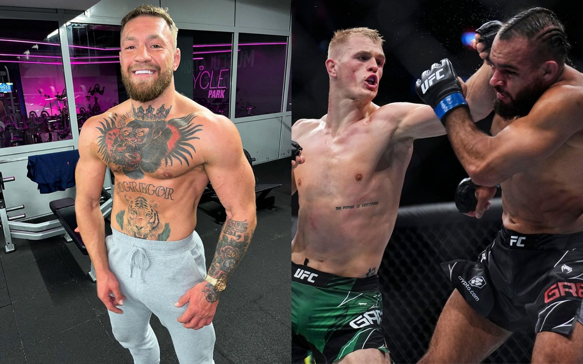 Conor McgGegor (L) and Ian Garry vs. Gabe Green (R) (via @thenotoriousmma and @ufc on Instagram)