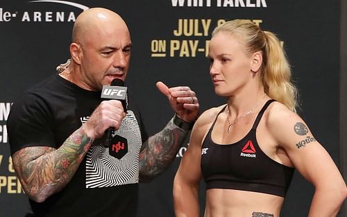 Joe Rogan (left) and Valentina Shevchenko (right) (Image via Getty)