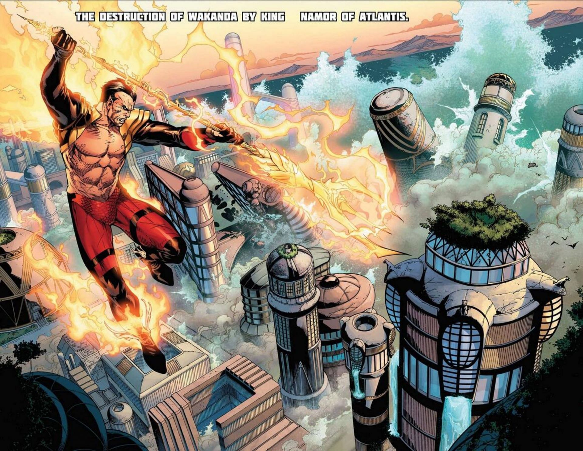 Namor launches an attack on Wakanda (Image via Marvel Comics)