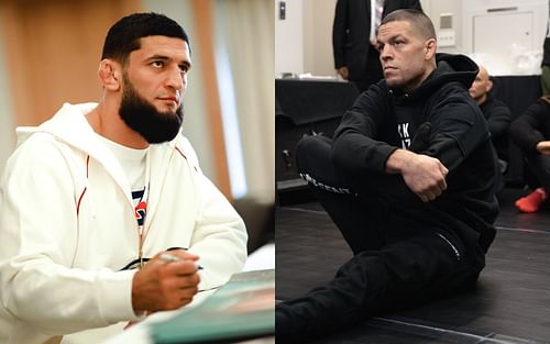 Khamzat Chimaev (left); Nate Diaz (right)