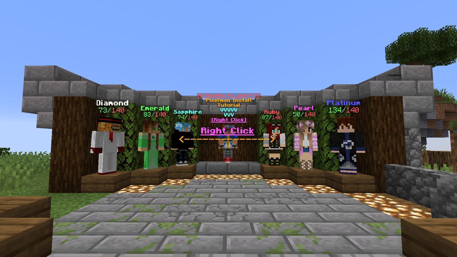 The Pixelmon Realms spawn area (Image via Minecraft)