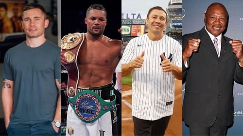 Carl Frampton (left, @theframpton), Joe Joyce (left center, @joejoyceboxing), Gennadiy Golovkin (right center, @gggboxing), Marvin Hagler (right, @realmarvinhagler) [images courtesy of Instagram[