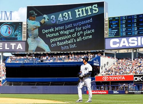 Jeter breaks Wagner's hits record, Cleveland Indians v New York Yankees.