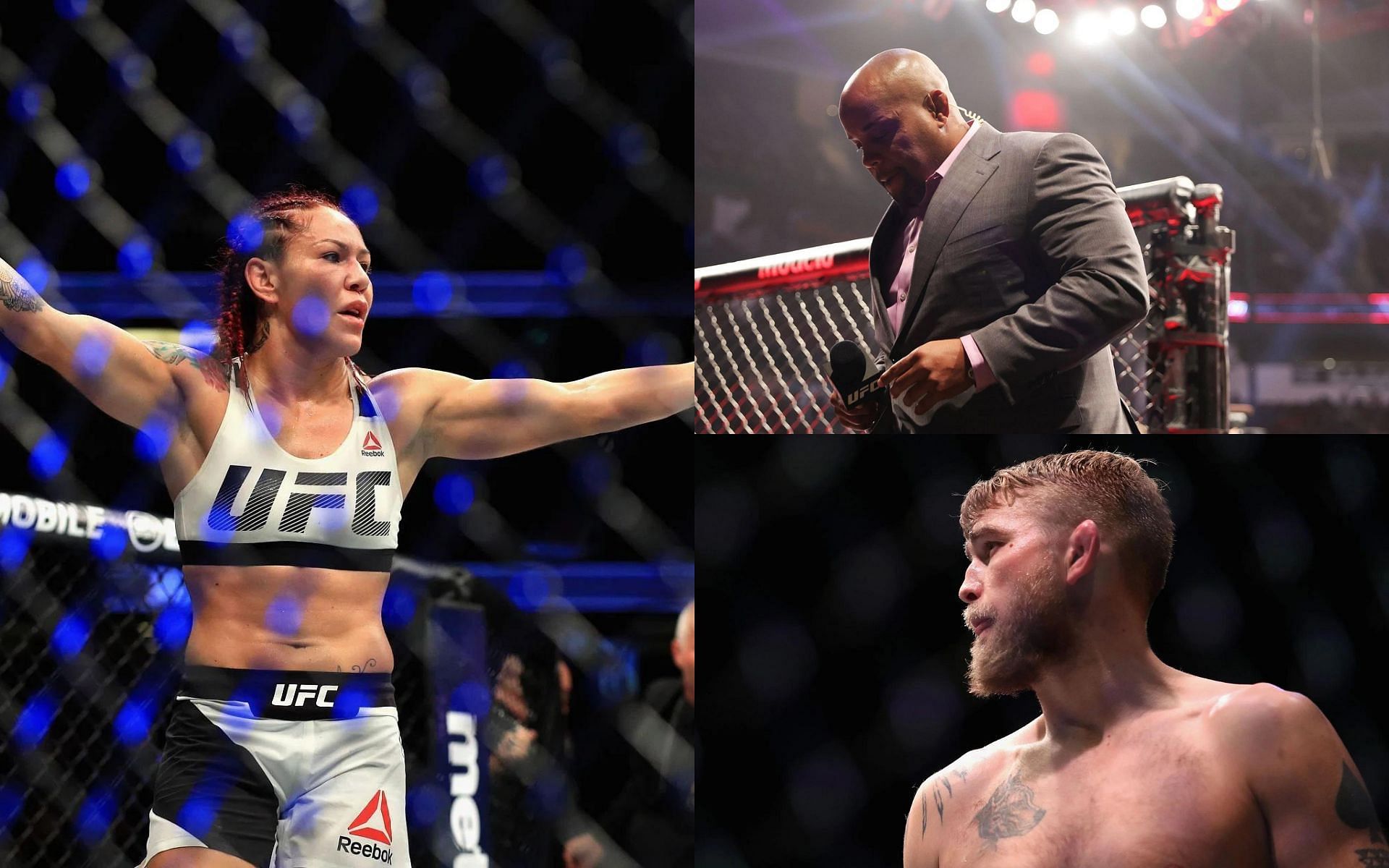 Cris Cyborg (Left), Daniel Cormier (Top Right), and Alexander Gustafsson (Bottom Right) (Images courtesy of Getty)