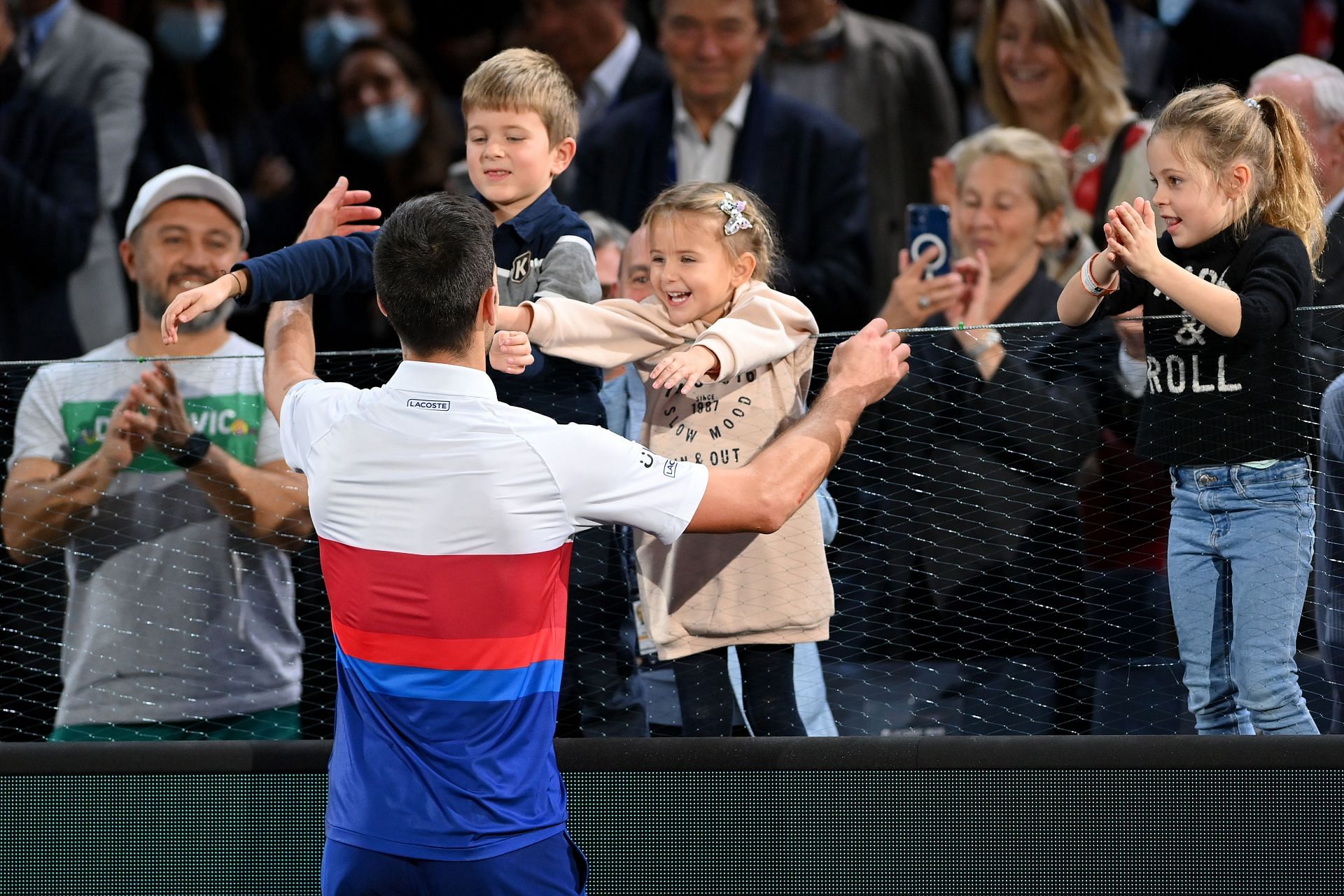 Novak Djokovic celebrates his 2021 Paris Masters title win with his kids