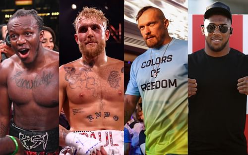 KSI, Jake Paul, Oleksandr Usyk, and Anthony Joshua (Image credits Getty Images)