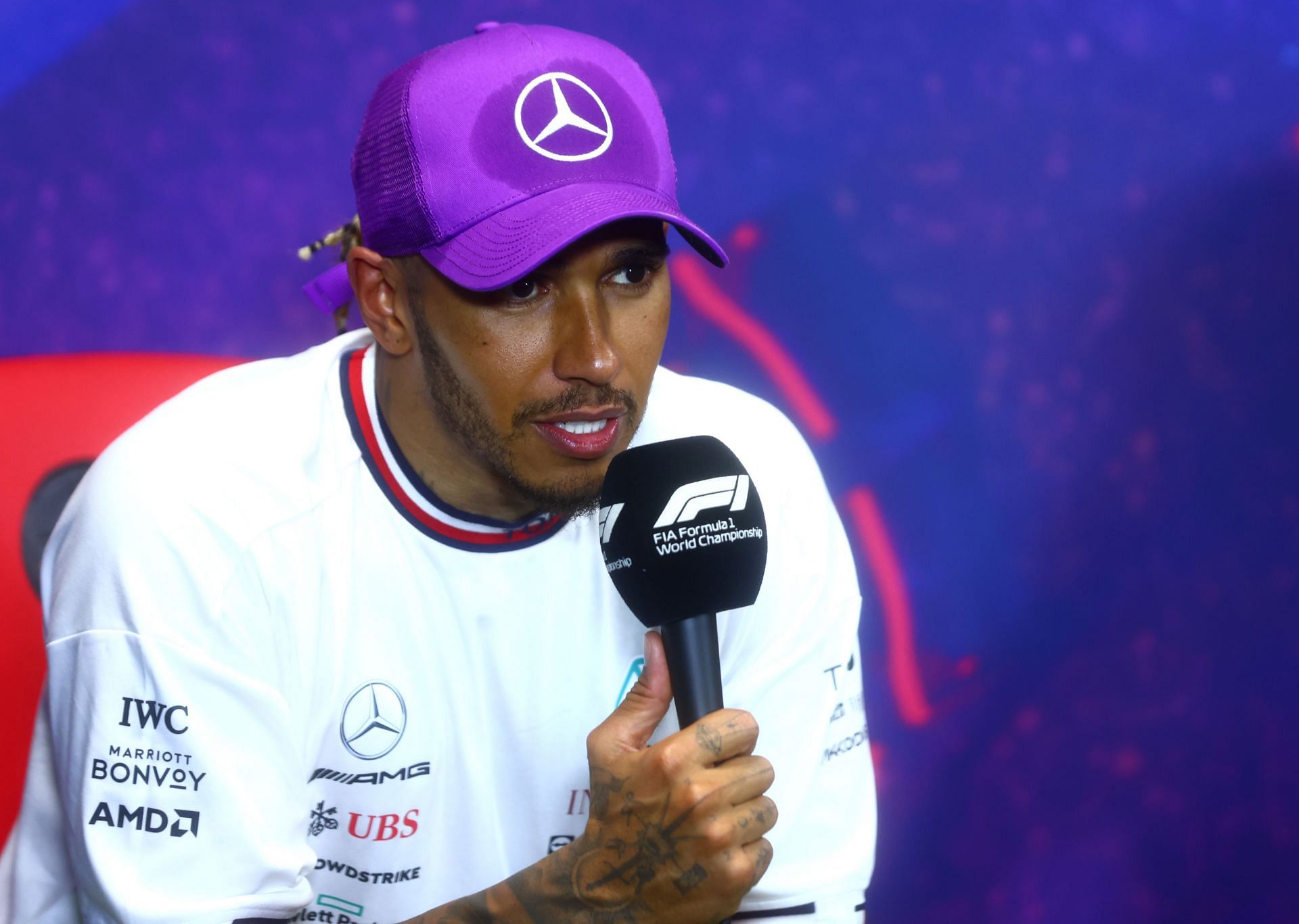Lewis Hamilton attends the press conference after the F1 Grand Prix of France at Circuit Paul Ricard on July 24, 2022 in Le Castellet, France. (Photo by Dan Istitene/Getty Images)