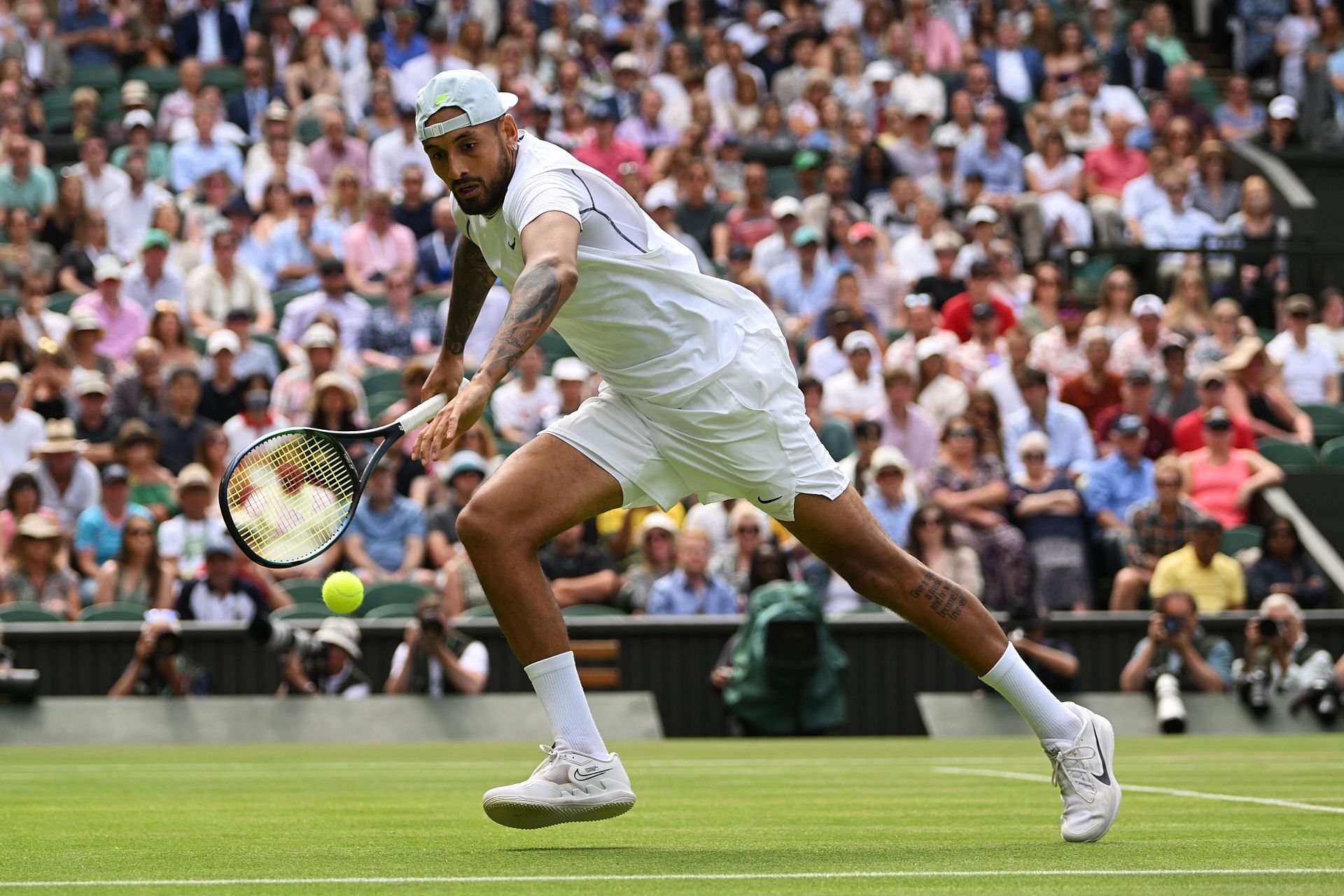 Nick Kyrgios in action at Wimbledon