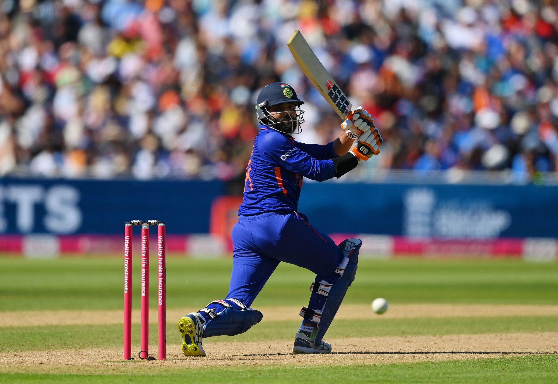 Ravindra Jadeja has suffered a knee injury. Pic: Getty Images