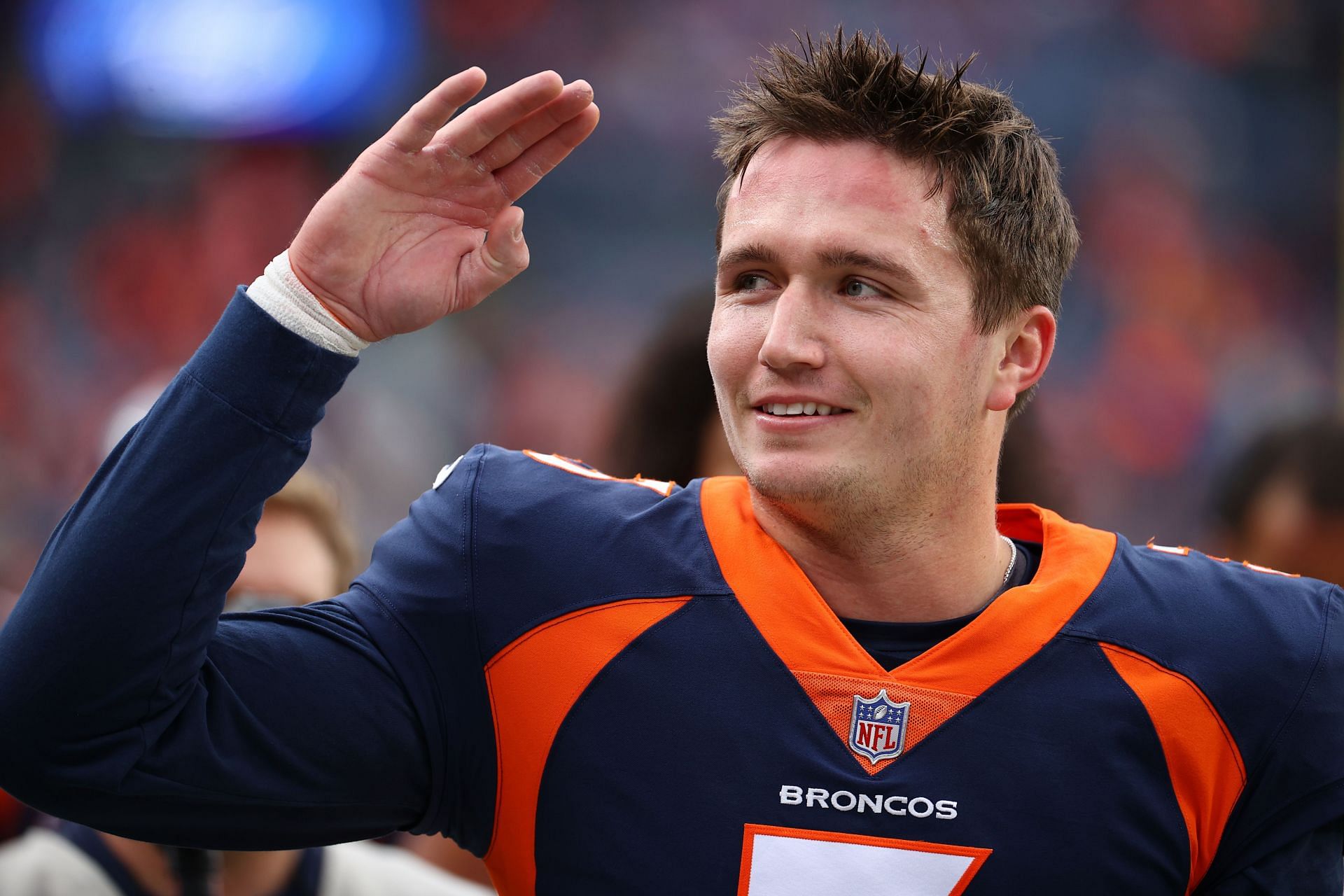 Drew Lock with his former team, the Denver Broncos.