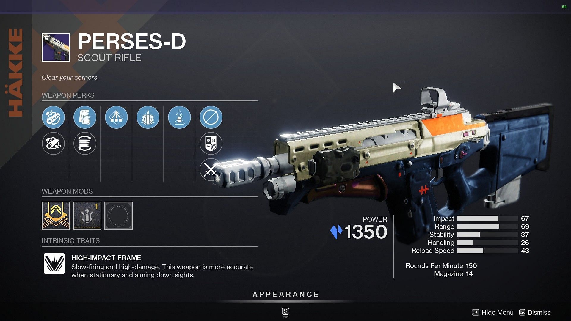 Perses-D Scout Rifle this week at Banshee (Image via Bungie)