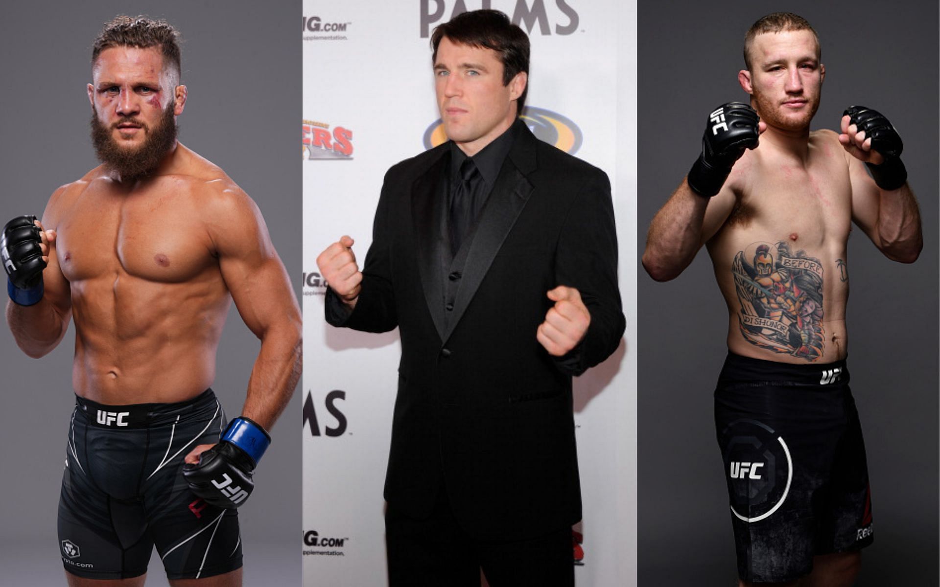 Rafael Fiziev (left), Chael Sonnen (middle), and Justin Gaethje (right)(Images via Getty)