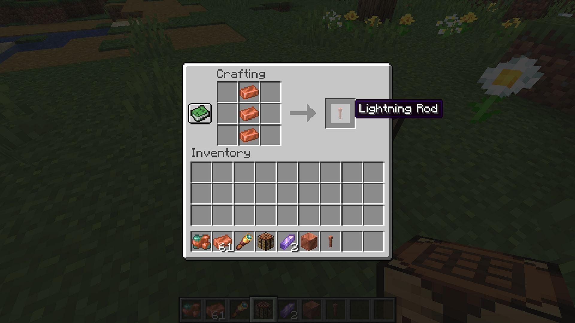 Crafting recipe for lightning rod (Image via Minecraft 1.19 update)