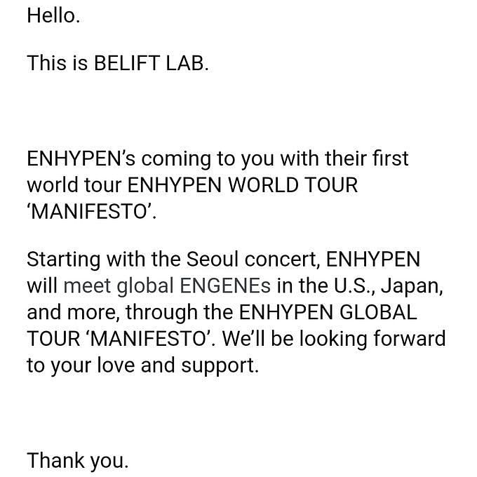 ENHYPEN Announce First World Tour 'Manifesto