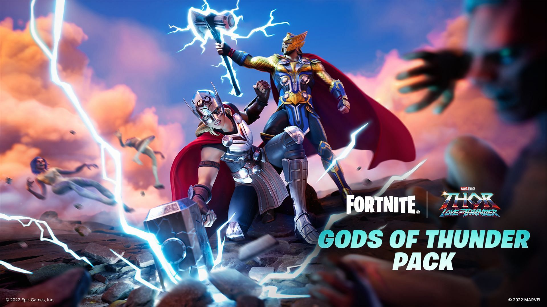 Only a few worthy characters can wield Mjolnir and Stormbreaker in Fortnite Battle Royale (Image via Epic Games)