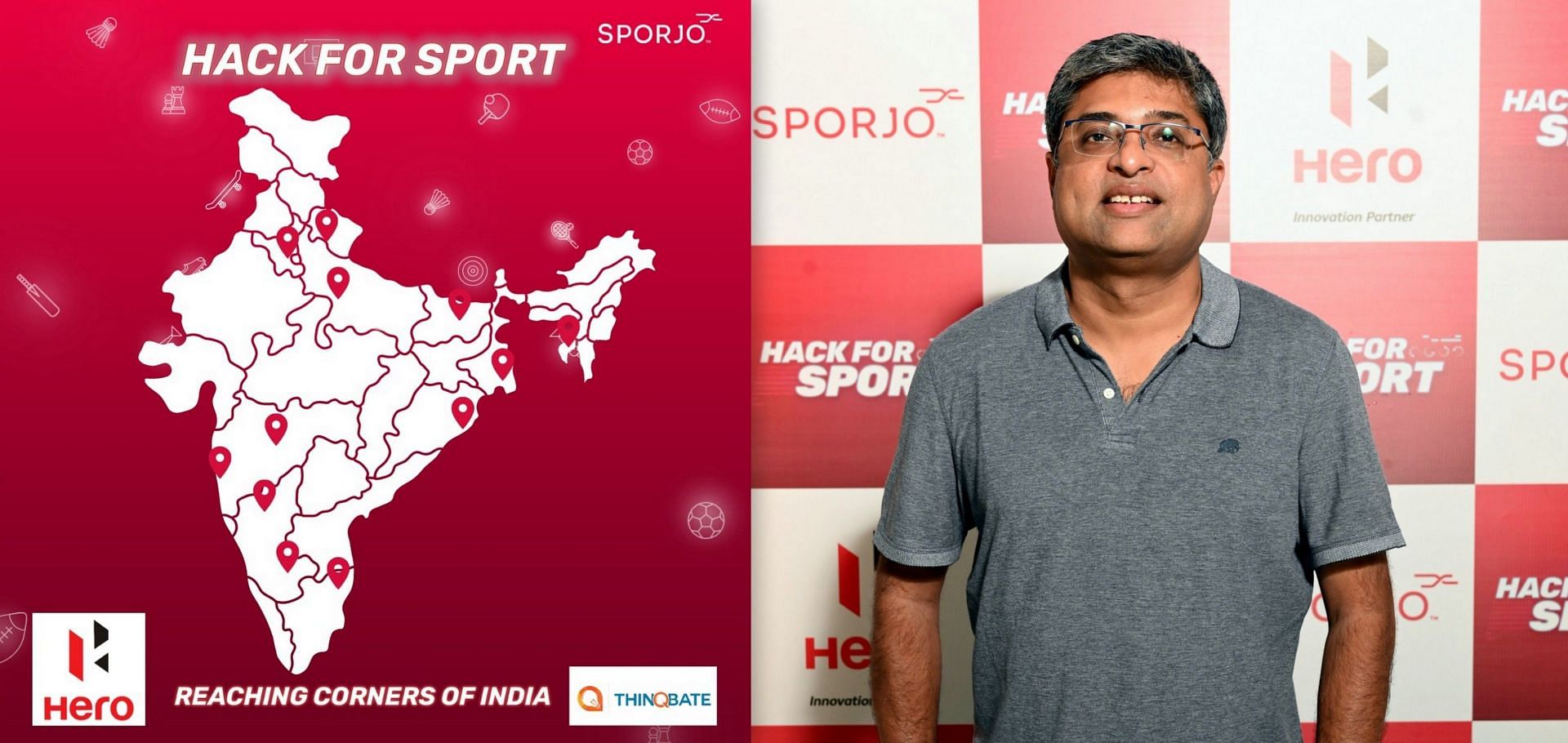 A delighted G. Srinivvasan (right) after successfully conducting the first edition of Hack for Sport. Image Courtesy: Sporjo