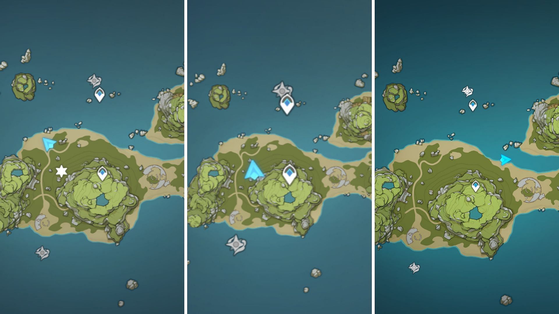 Locations of Phantasmal Conches in Broken Isle (Image via Genshin Impact)