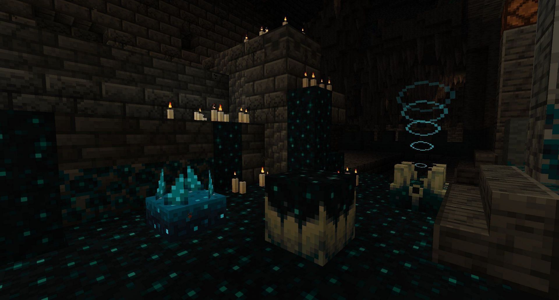 Sculk blocks in the deep dark biome (Image via Mojang)