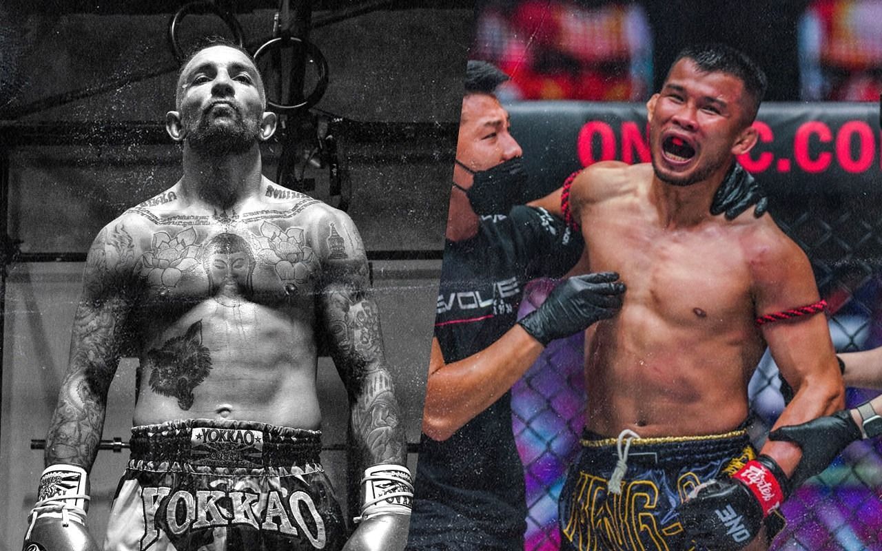Liam Harrison (left) and Nong-O Gaiyanghadao (right) [Photo Credits: ONE Championship]