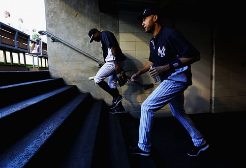 Derek Jeter enters the stadium, New York Mets v New York Yankees.