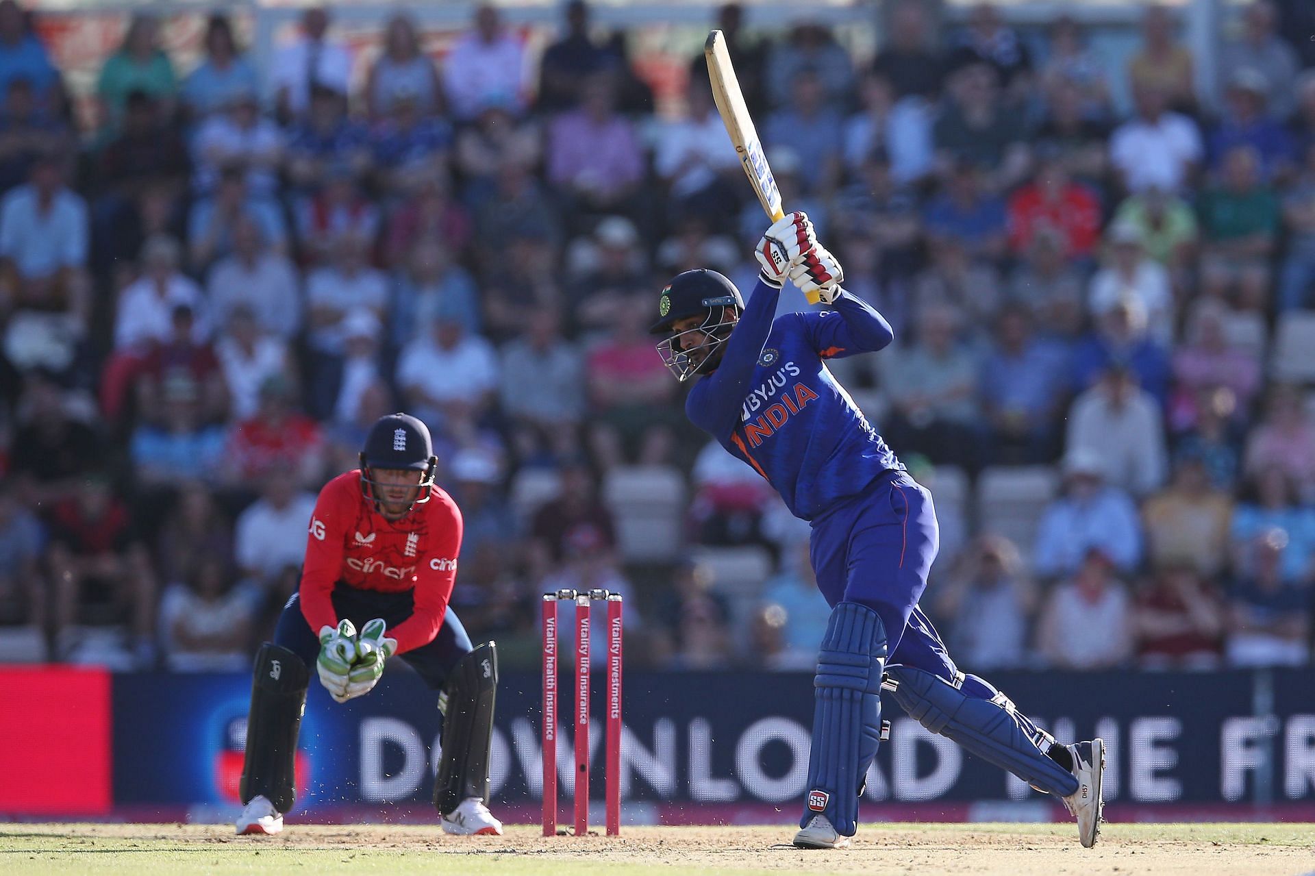 Deepak Hooda batting in full flow against England. Pic: Getty Images
