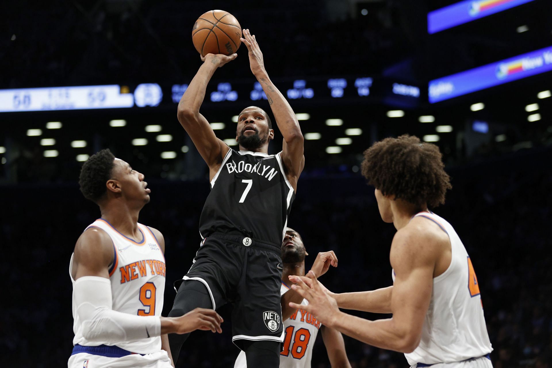 Kevin Durant in action against the New York Knicks