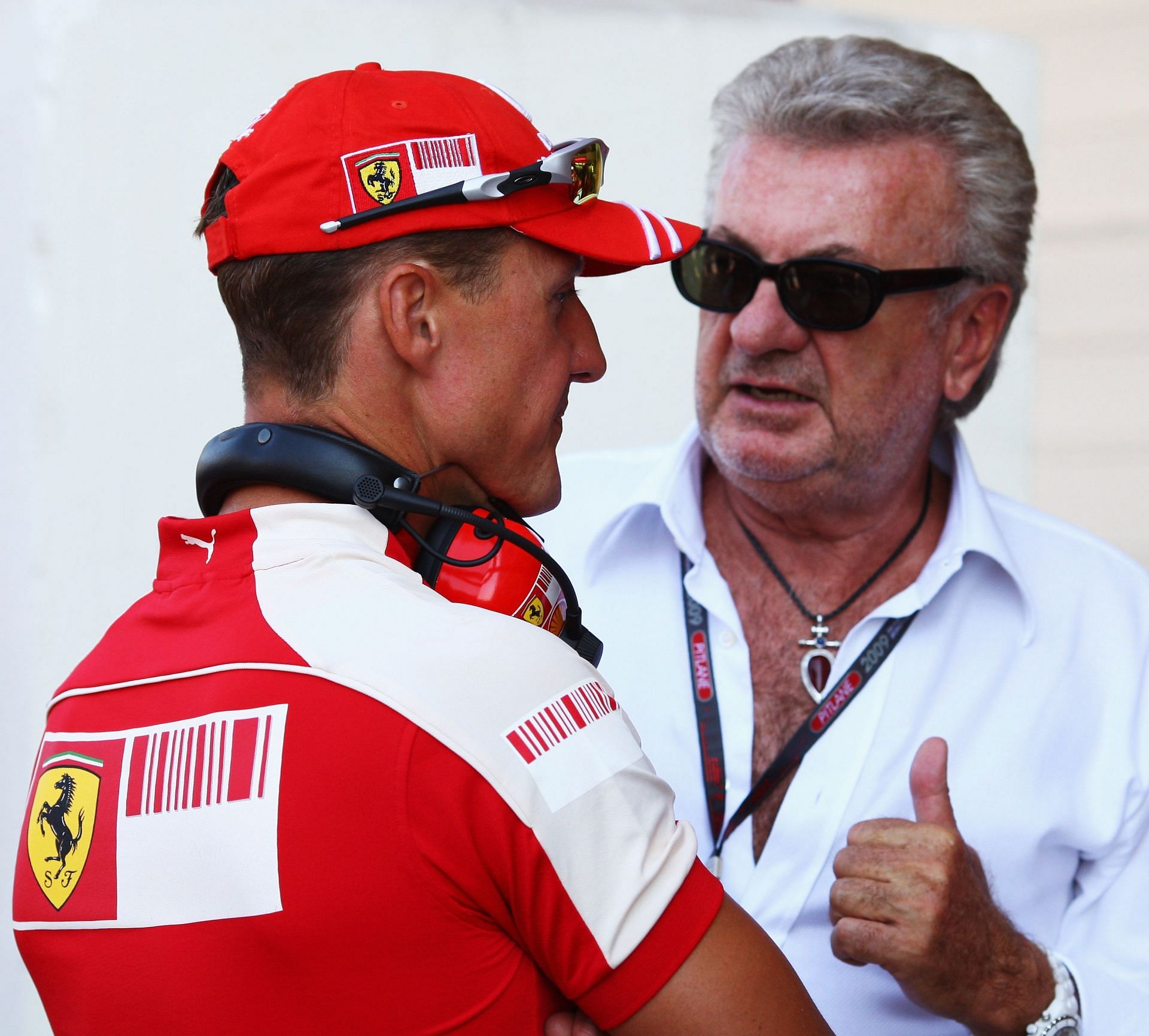 F1 Grand Prix of Europe - Qualifying - Michael Schumacher talks to Willi Weber.