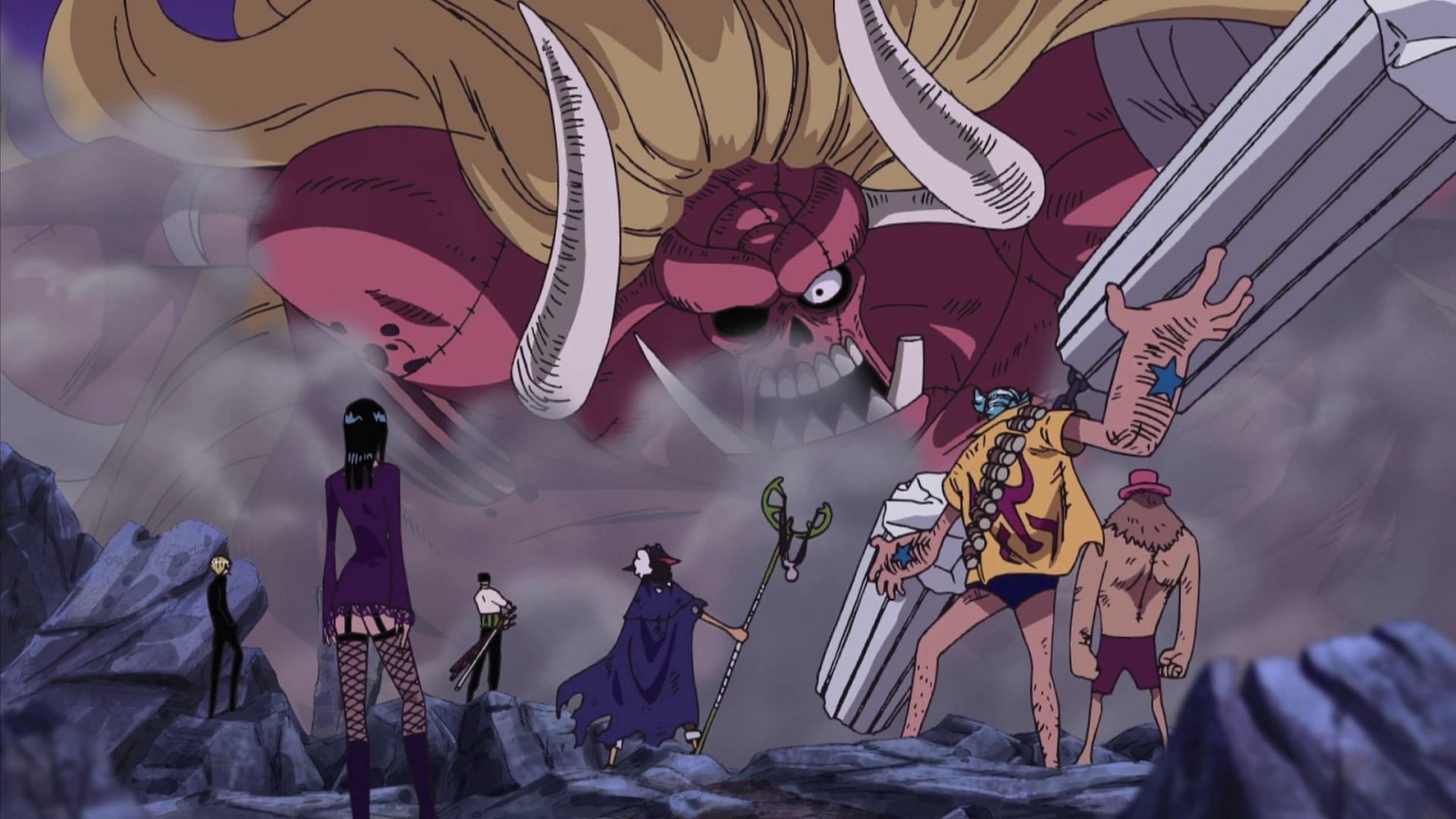 Oars revived as a zombie faces the Straw Hat crew (Image via Eiichiro Oda/Shueisha/Toei Animation, One Piece)