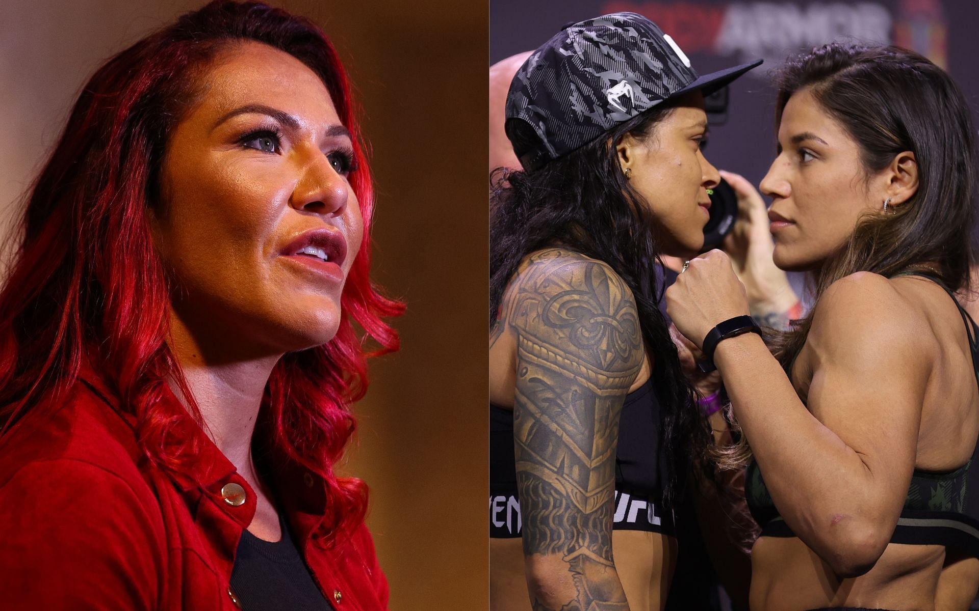 Cris Cyborg (L) gave her prediction of the rematch at UFC 277 between Nunes and Pena