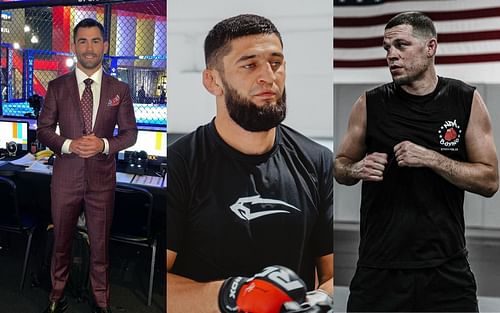 Cruz, Chimaev, and Diaz (left, center, and right; images courtesy of @dominickcruz, @khamzat_chimaev, and @natediaz209 Instagram)