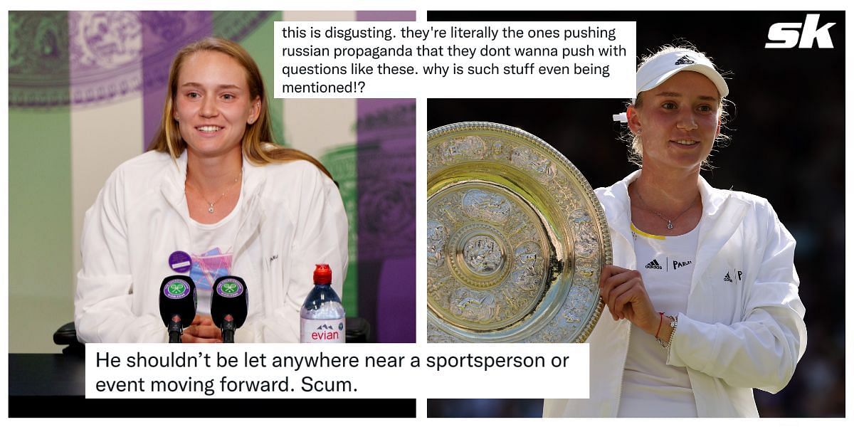 Fans react to Elena Rybakina being asked provocative questions at her Wimbledon press conference.