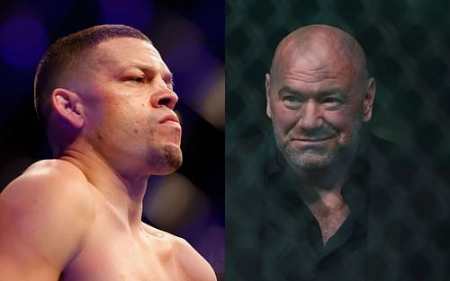 Nate Diaz (L) and Dana White (R)